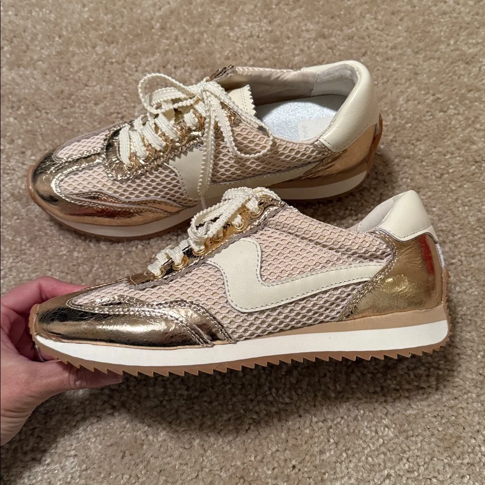 Dolce Vita Women's B.NTCD Mesh Running Sneakers gold woven cream size 7.5 shoe - Picture 3 of 7